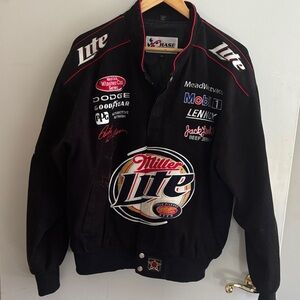Vintage Miller Lite Black Bomber Jacket
